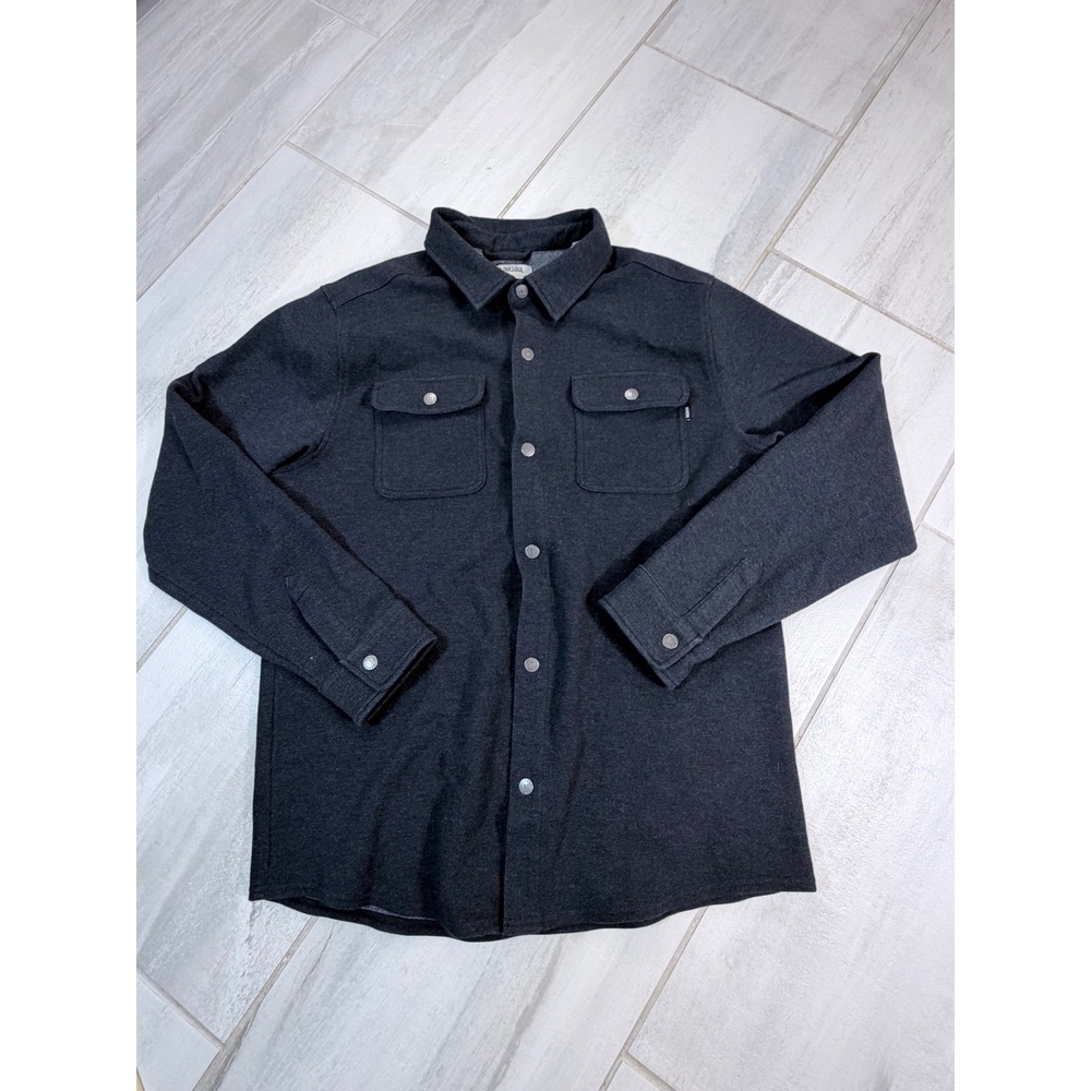 Linksoul LS466 Mens XL Charcoal Gray Snap Front Stretch Cotton Shirt Jacket